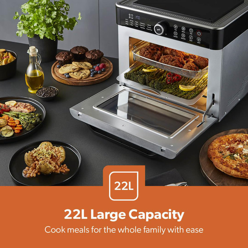 GEEPAS 22L Air Fryer Oven | Countertop Convection Mini Toaster Oven with Digital Display, Timer & Temperature Control |Double Glass Door, 15 Preset Mode - Airfry/Roast/Bake/Dehydrate | Family Size, 1700W