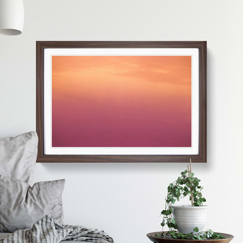 Peach Seascape - Picture Frame Photograph Print, 27cm H x 36cm W x 2cm D, Walnut Framed