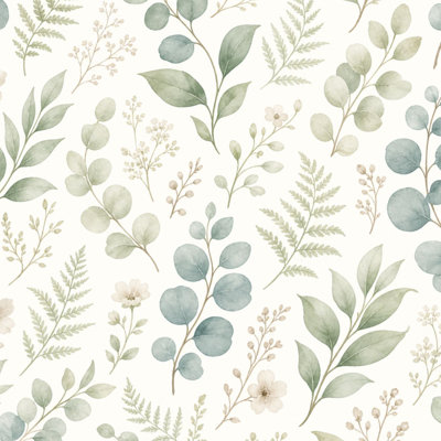 Papier peint adhésif pelez et collez, aquarelle botanique, feuilles vertes, fleurs douces, l 23,6 po x H 118 po, papier peint amovible auto-adhésif pour les armoires de chambre de bébé