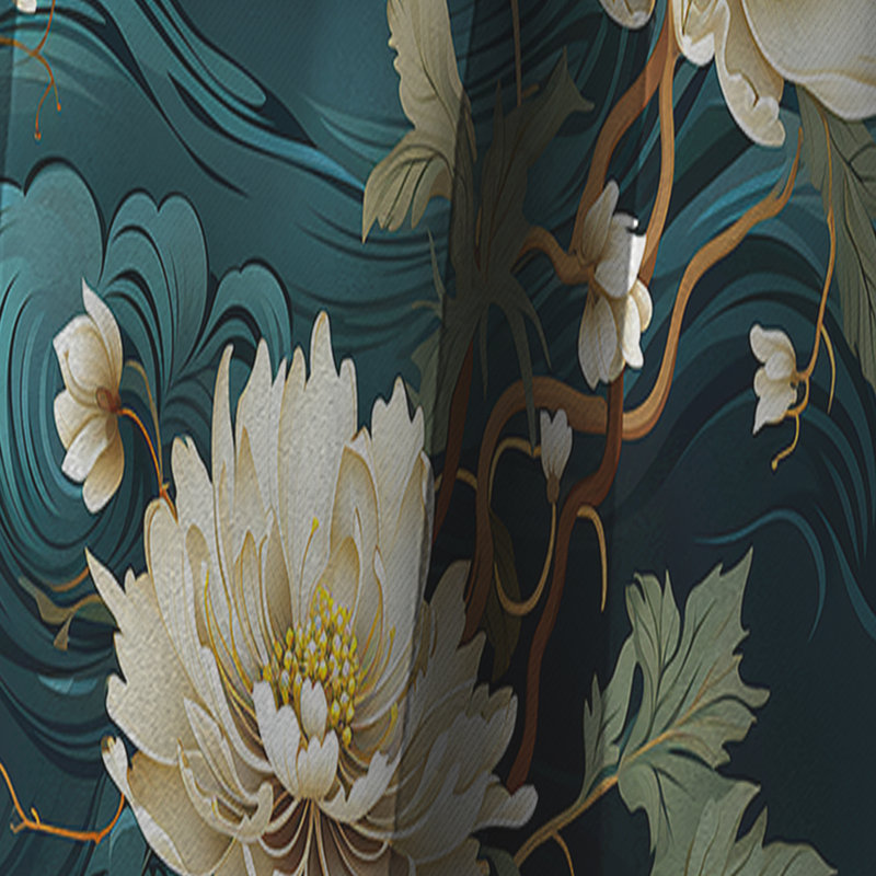 Water Elements II - Floral Curtain - Blackout Floral Curtain - 1 Panels, 52" W x 63" L