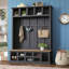 Arbre d'entrée 79 po avec banc de rangement, rangement pour chaussures d'entrée, 13 compartiments et 6 crochets, noir-102440687