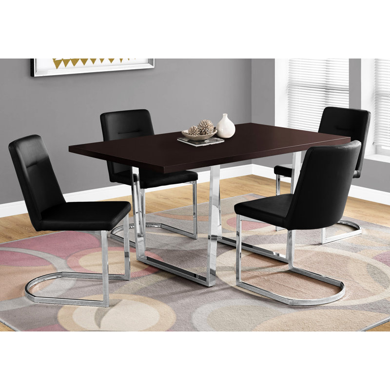 Table de cuisine rectangulaire de 60 po - stratifié brun, pieds en métal robuste, plateau en stratifié de salle à manger de conception moderne, élégant et élégant