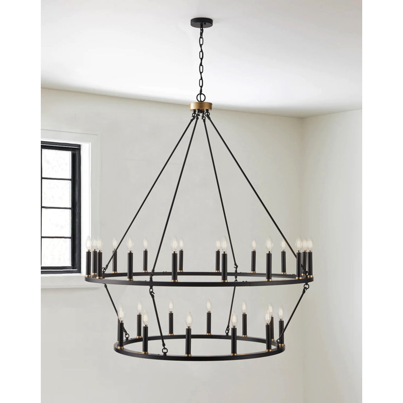 2-Tier Wagon Wheel Industrial Chandelier