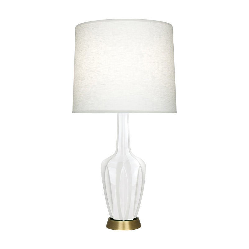 Petite lampe d'appoint Emma, Lis glacé, H 30 po x l 6,25 po x P 15 po, Céramique / métal