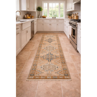 Tapis de couloir oriental rétro fait à la main NX