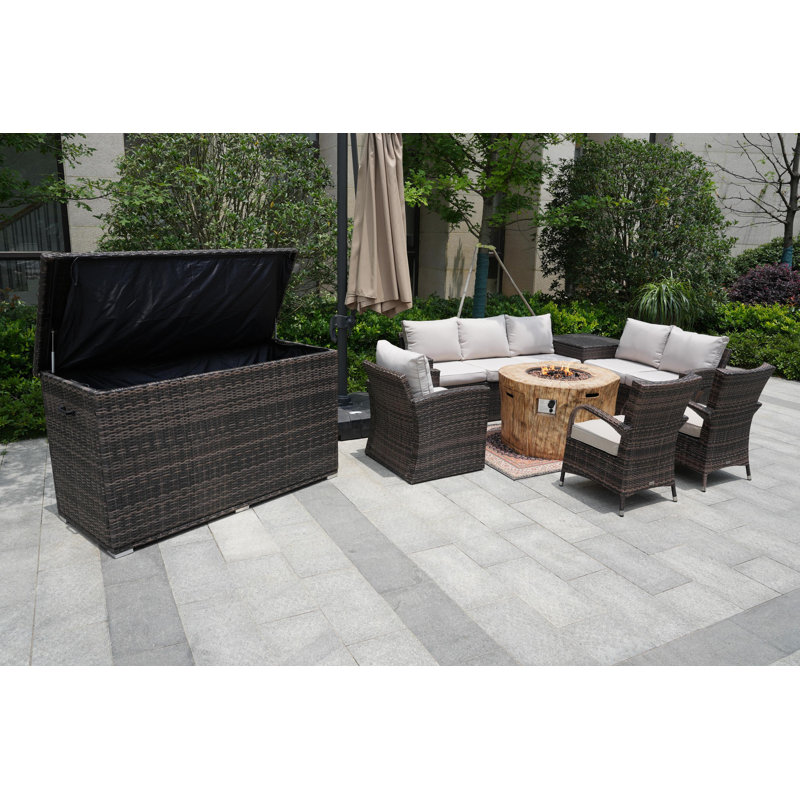 8 - Person Patio Conversation Set with Cushions, Brown