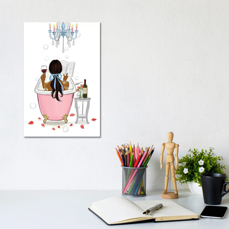 Time For Myself - Black Hair by Rongrong DeVoe - Gallery-Wrapped Canvas Giclée on Canvas, No Frame, 20.32 cm H x 30.48 cm W
