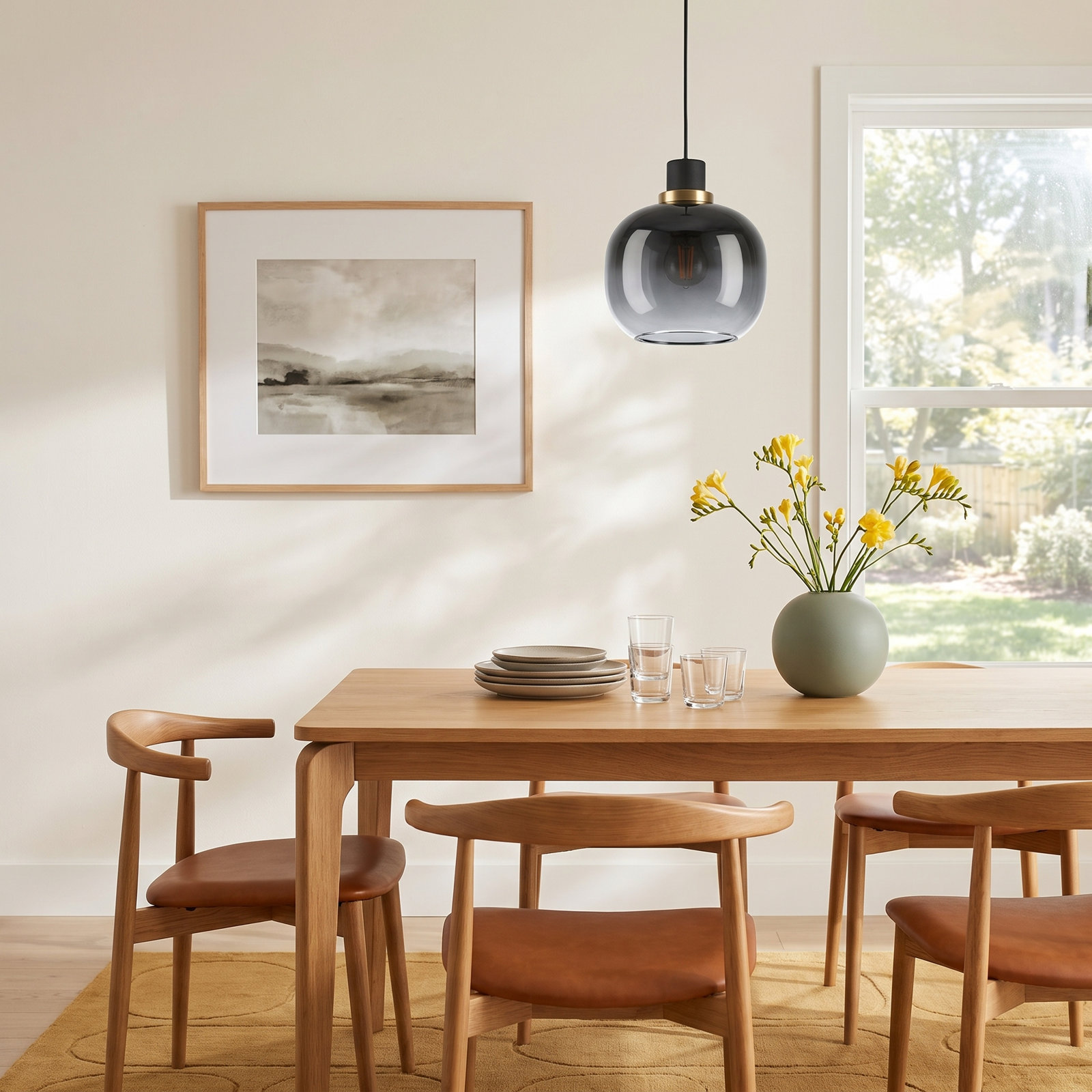 Chittering Single Light Glass Dimmable Pendant