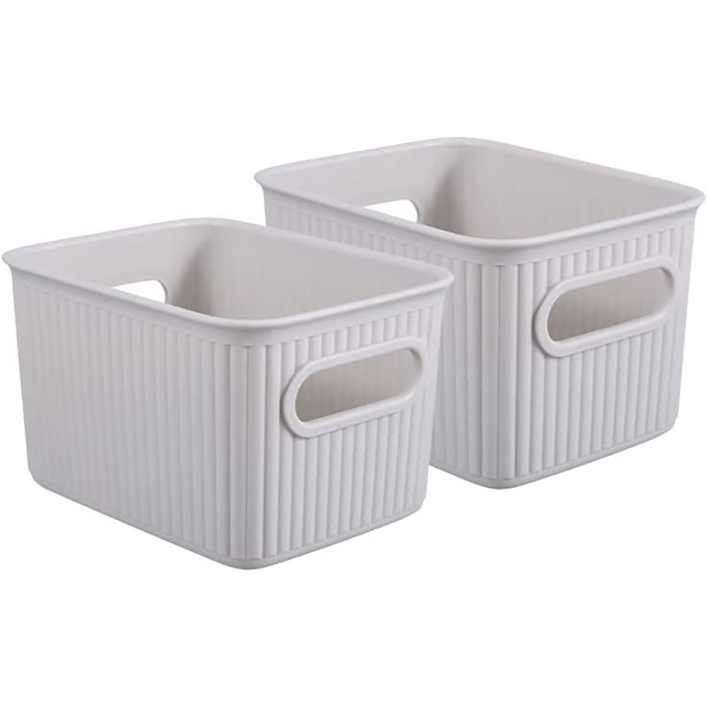 Ensemble de paniers en plastique nervuré, 2, Mauve