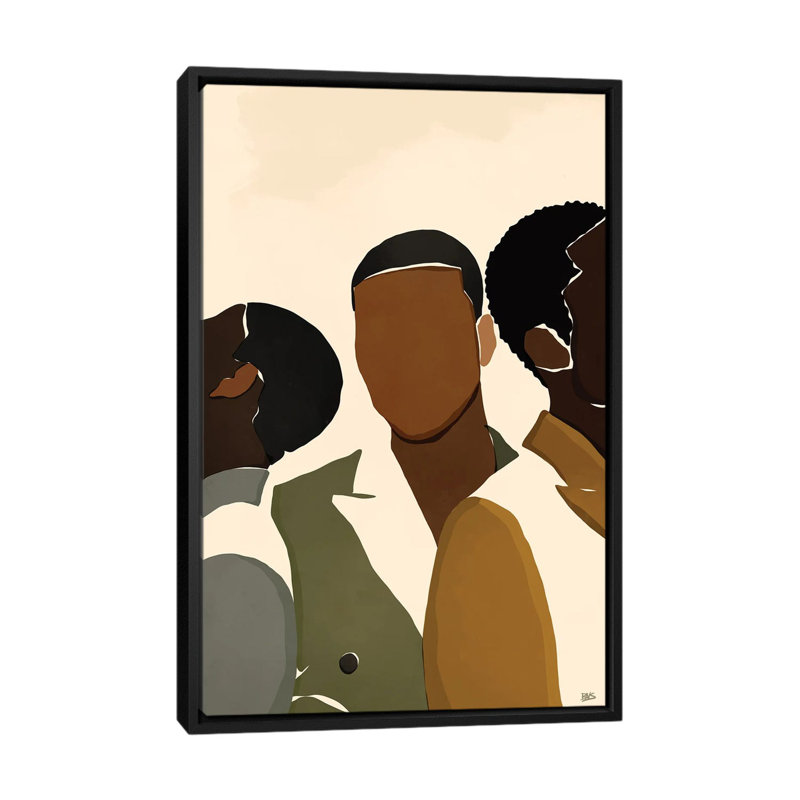 Impression d’art graphique, "Brothers" par Brie Nicole, H 40 po x l 26 po x P 1,5 po, Toile avec cadre noir, Pas de tapis