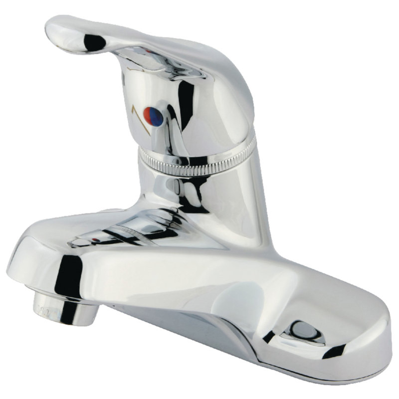 Kingston Brass Wyndham Single-Handle Deck Mount 4" Centerset Bathroom Faucet, Polished Chrome, Plastic Pop-Up Drain Included