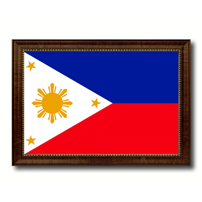 « philippines country flag », impression sur toile encadrée, H 15 po x l 21 po x P 1 po, Encadrement brun