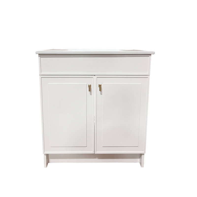SmartFold 31" Single Bathroom Vanity with Top, Brushed Gold