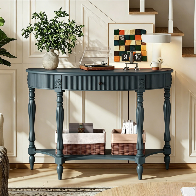 Console de 45 po en demi-lune Farmhouse, Antique Blue