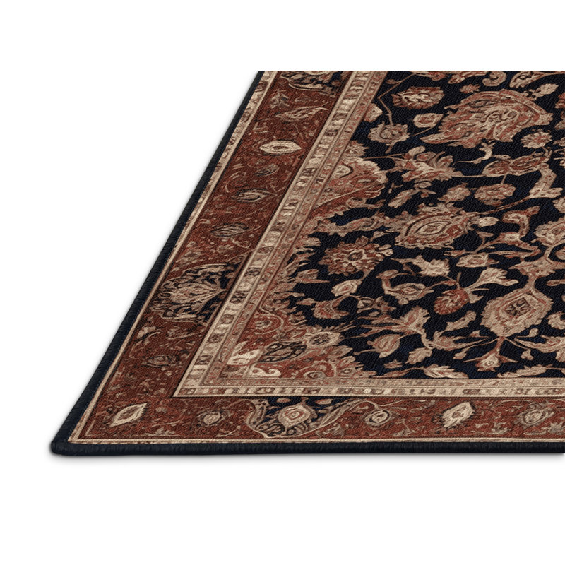 Tapis brun lavable à la machine, Rond 5 pi