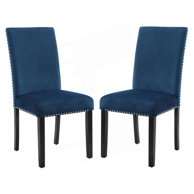 Set Of 2 Contemporary Vdining Chair With Nailhead Trim, Side Chair by Mercer41
