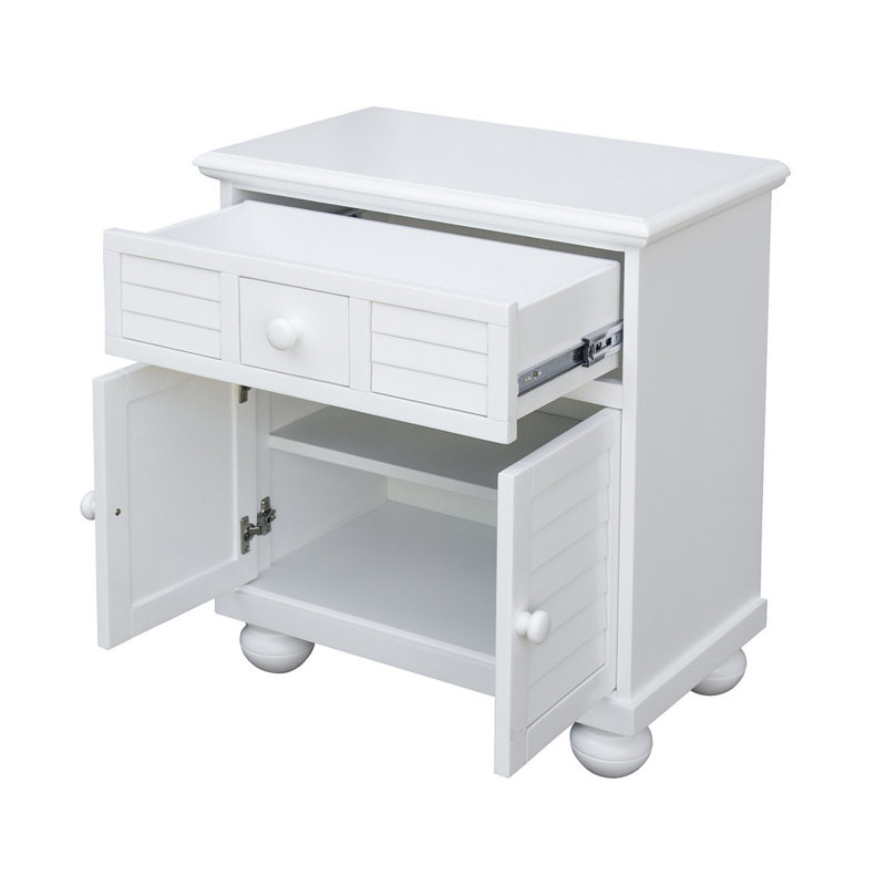 Beachfront Friedrich 2 Door/Single Drawer Nightstand, White