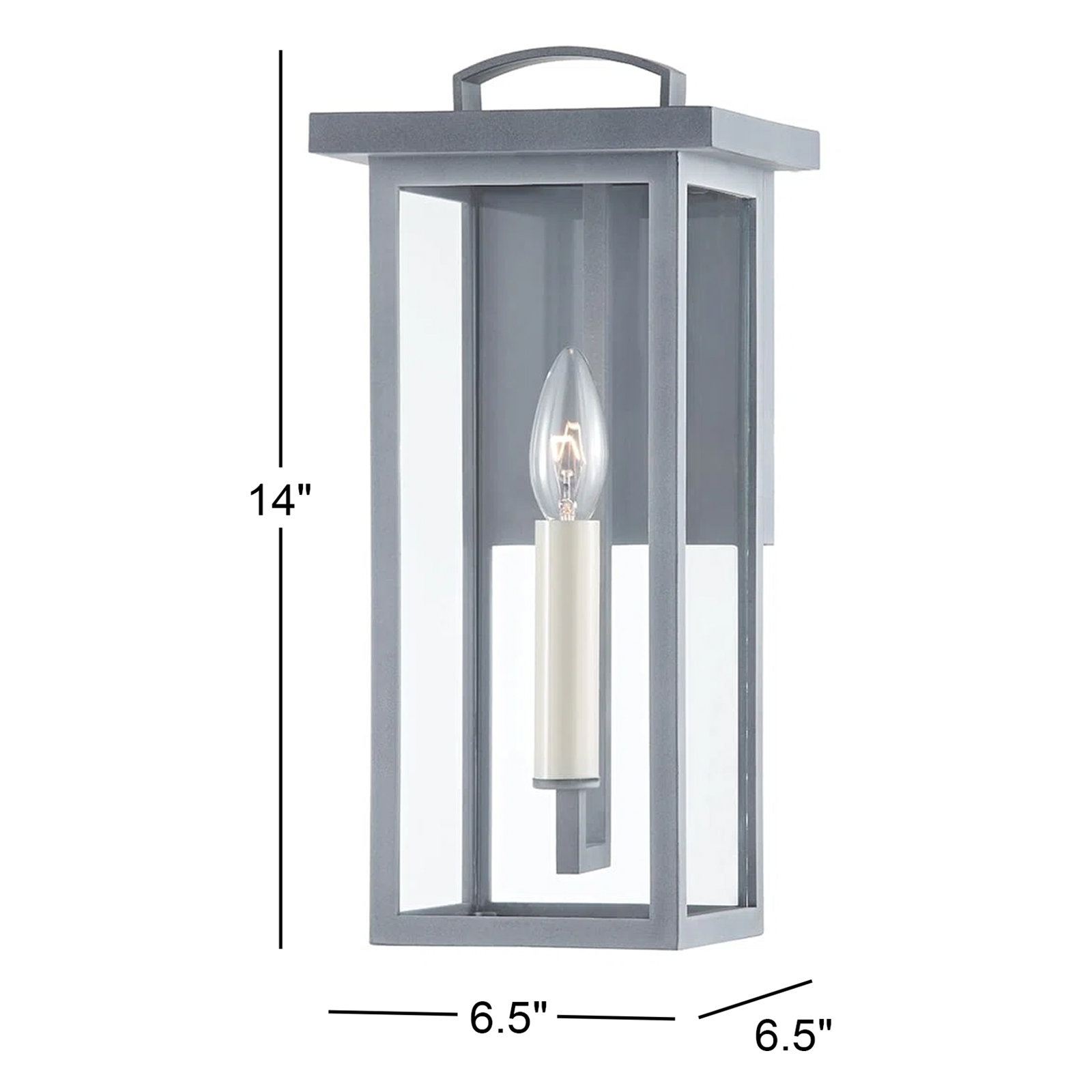 Brookstead Single Light Outdoor Wall Light, 14" H x 6.5" W x 6.5" D, Weathered Zinc