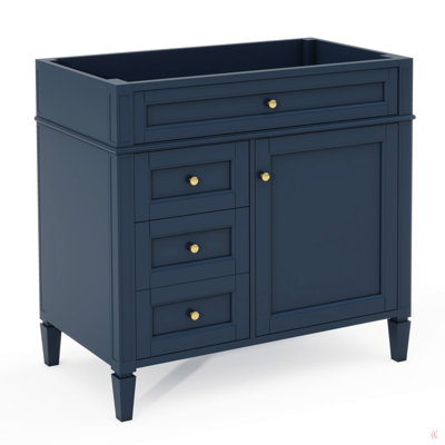 2 Drawers  36'' Bathroom Vanity Without Top Sink, Modern Bathroom Storage Cabinet With A Tip-Out Drawer, Solid Wood Frame (NOT INCLUDE BASIN SINK)