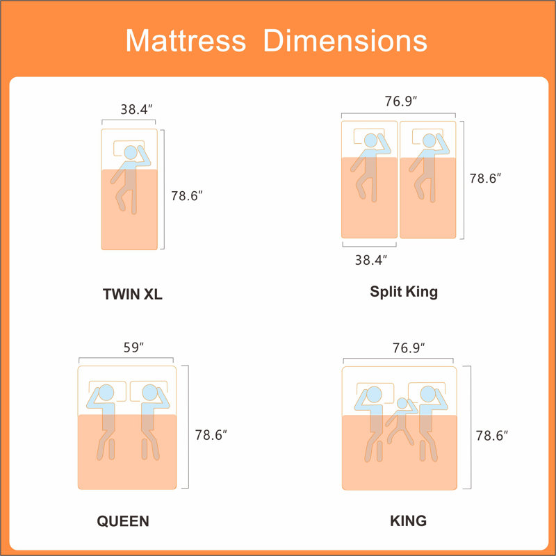 Lit réglable à gravité zéro avec matelas de 14 po E2000 Series, contrôle APP, Très grand séparé