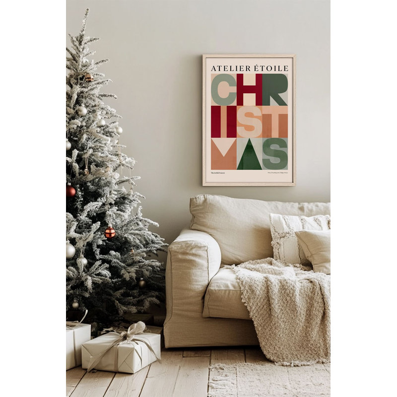 Festive Christmas Decorative Framed Painting, 13.0 x 19.0 inches | 100% Solid Wood Frame (Thickness: 0.8 inches), 100% MDF Artwork | Digital Printing for Vibrant Colors, Perfect Holiday Wall Decor for Home & Office