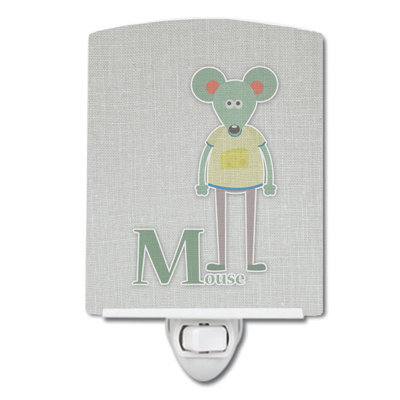 Alphabet M for Mouse Ceramic Night Light