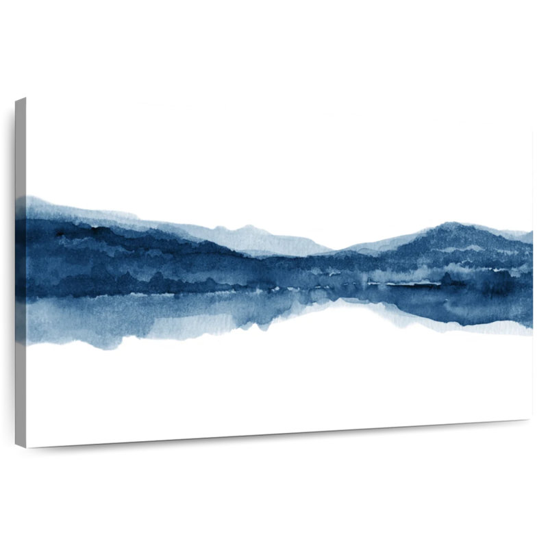 Aquarelle Avery, paysage bleu marine III, H 20 po x l 30 po