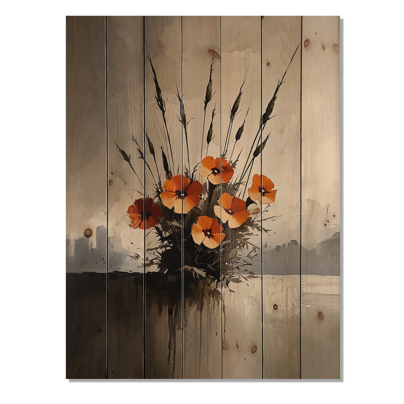 Monogramme de souci solitude II - Art mural en bois souci - sur bois de pin naturel, H 44 po x l 34 po x P 0,78 po