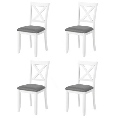 Ensemble de 4 chaises de salle à manger modernes en bois, dossier en X élégant, sièges rembourrés confortables, structure en bois robuste, assemblage facile