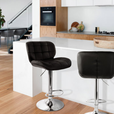 Acord Swivel Upholstered Faux Leather Adjustable Height Counter Stool with Steel Frame