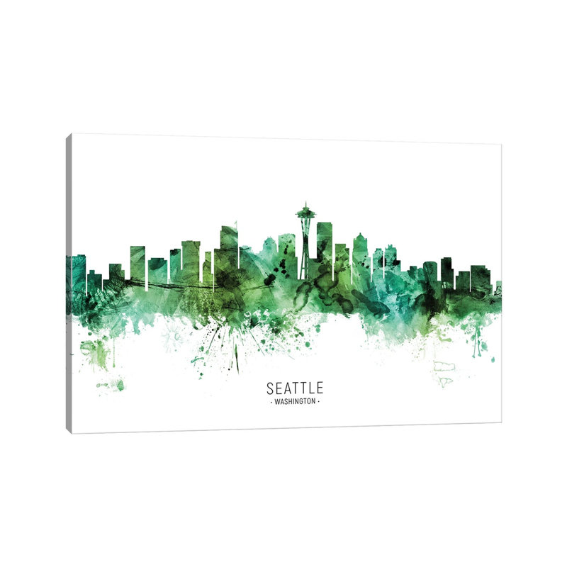 Seattle Washington Skyline by Michael Tompsett - Wrapped Canvas Painting, 45.72cm H x 66.04cm W x 1.91cm D