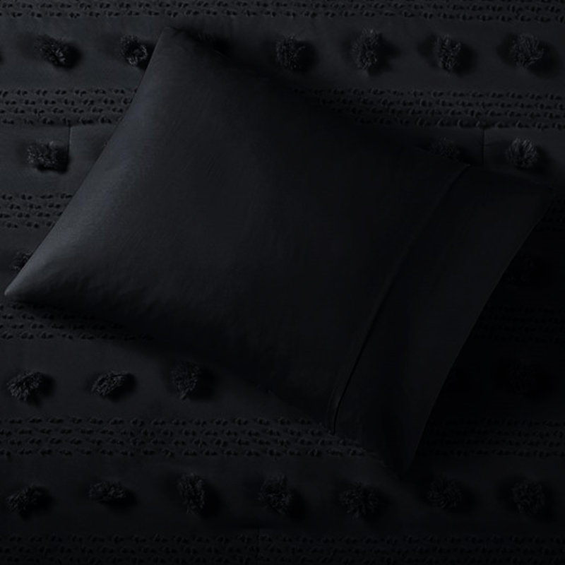 Édredon noir très grand / très grand - Design, microfibre textile doux, Édredon très grand + 2 taies décoratives, Noir