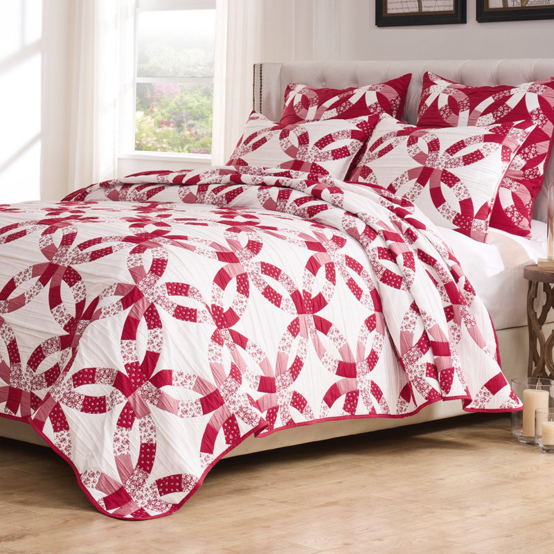 Ensemble de couvre-lit rouge très grand Greenland Home Fashions 3 pièces, 105 x 95 po, Rouge