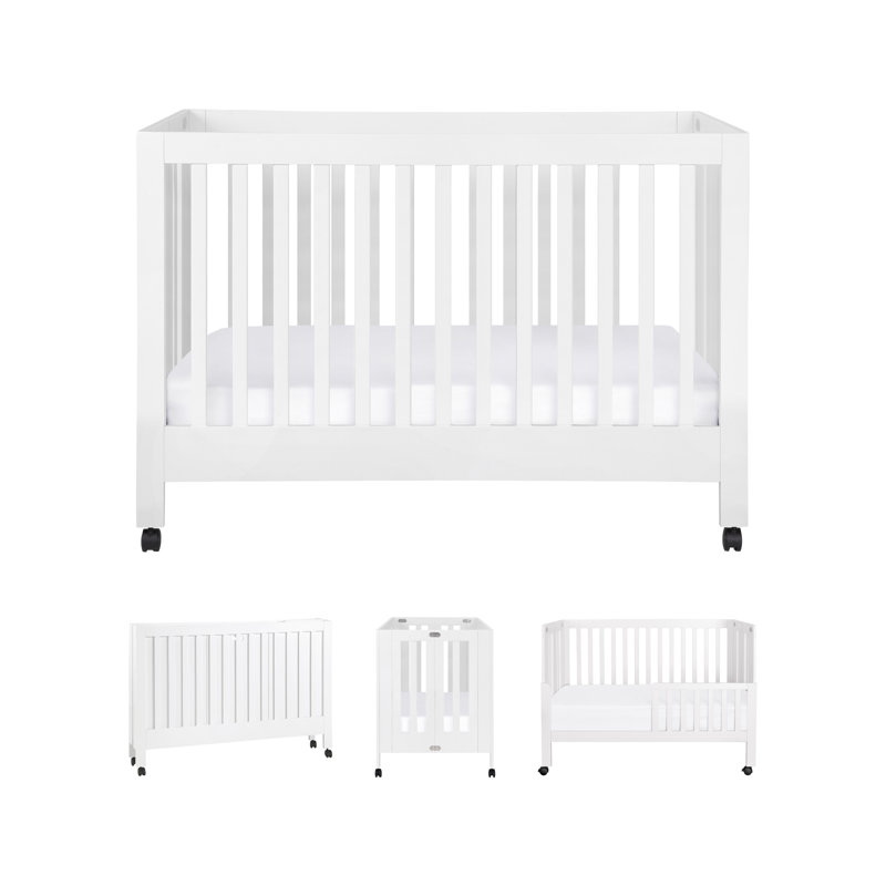 Maki 2-in-1 Convertible Portable Crib, White