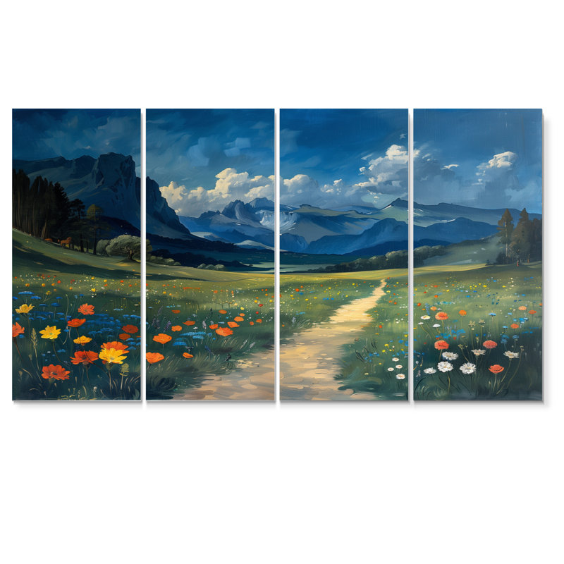 «Yellowstone Mountains National Park Landscape», ensemble d'art mural sur toile, H 32 po x l 64 po