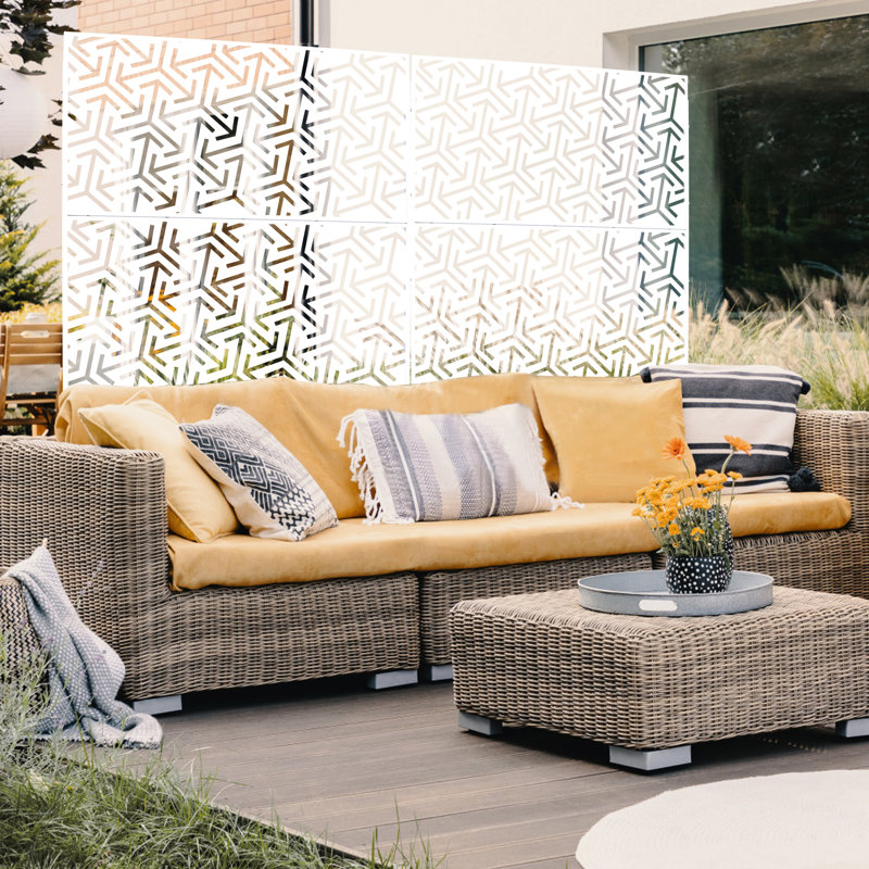 Écran d'intimité extérieur et intérieur, panneau de clôture décoratif en métal, H 76 po x l 48 po, autoportant pour terrasse, balcon, LSI BLANC | Idée de cadeau