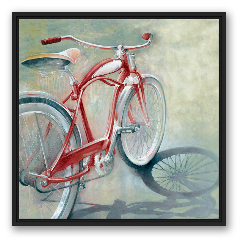 «Red Bicycle Peinture», reproduction de peinture acrylique sur toile, H 24 po x l 24 po, Cadre noir