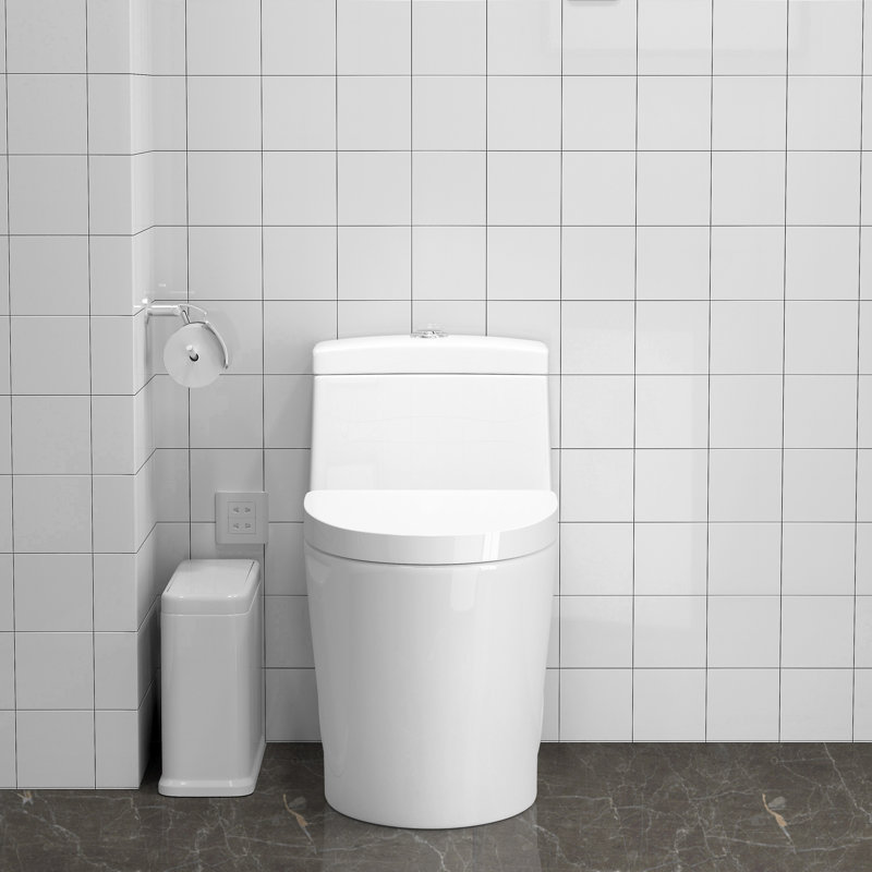 Poseidon 1.28 GPF Elongated Comfort Height Floor Mounted One-Piece Toilet (Seat Included), White