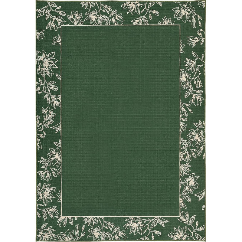 Washable Modern Bordered Hallway Rug, Non-Slip Low Pile Abstract Floral Runner for Kitchen, Laundry, Entryway, Linen