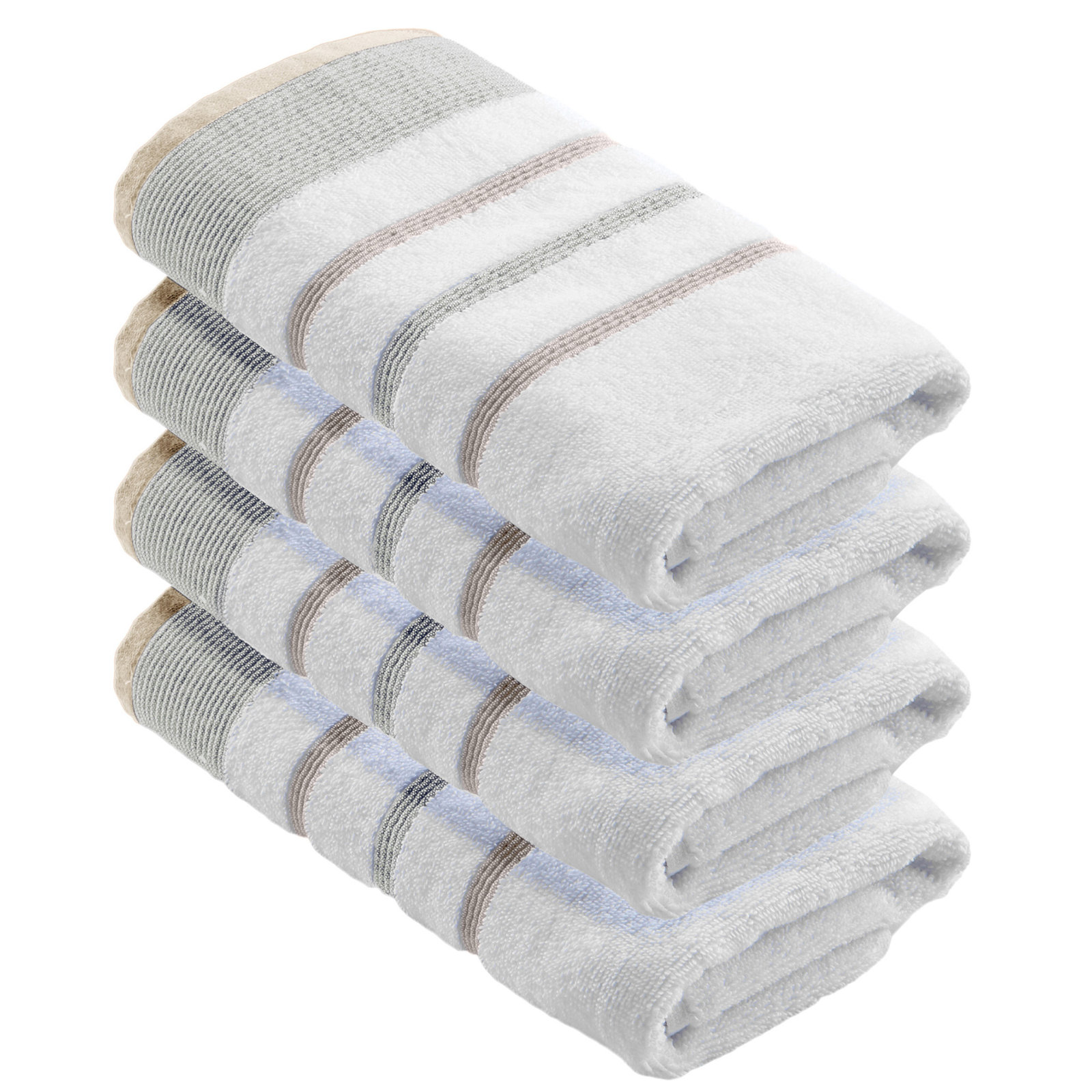 Deanthony Cotton Bath Towel, Glacier Gray/Cappuccino, Hand Towels - 4 Pack