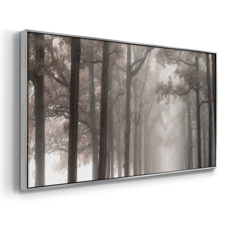 Misty Road - Toile tendue avec châssis encadré - Prêt à être accroché, H 21 po x l 41 po, Argent argent