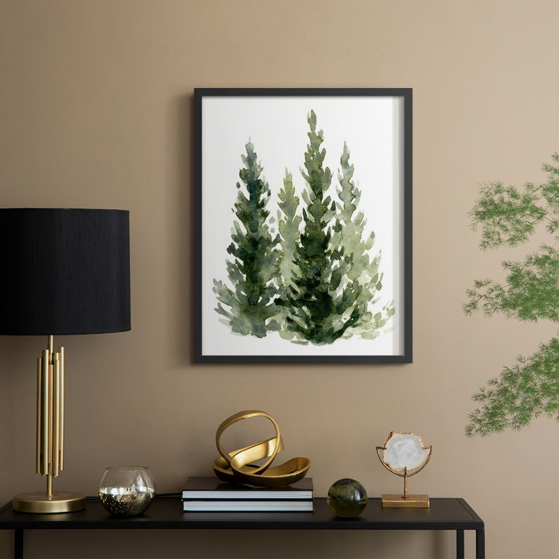«Simple Evergreen II», reproduction encadrée - bois massif, Noir, noir, noir, noir, H 30 po x l 24 po