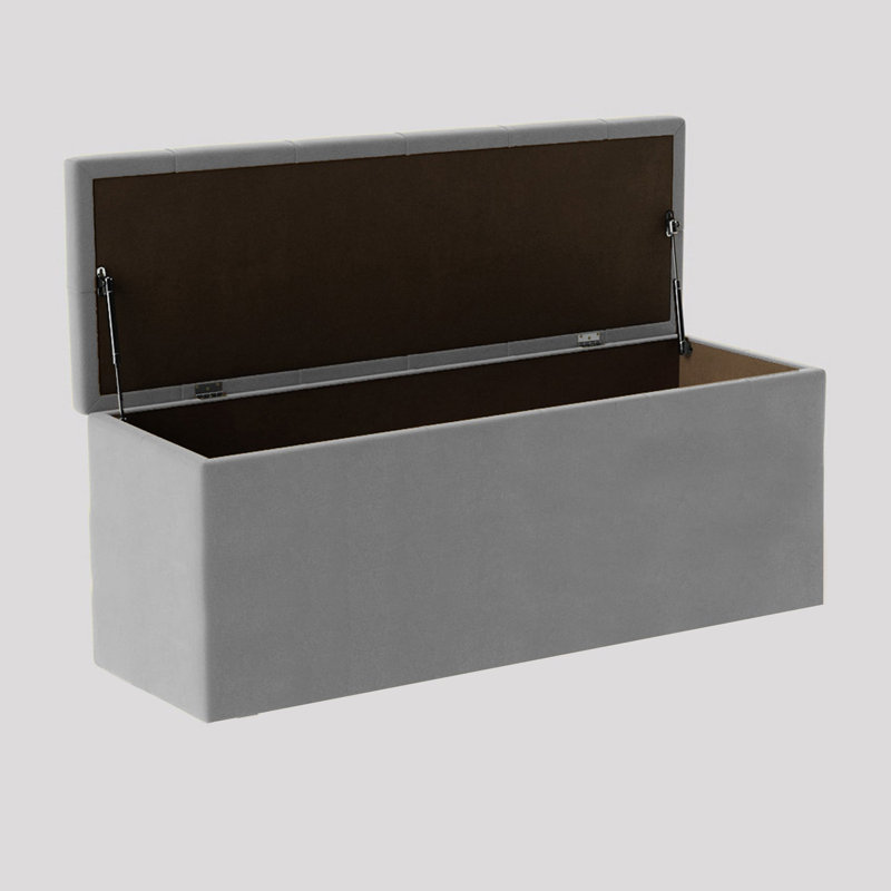  Luna Wide Chesterfield Velvet Rectangle Solid Color Standard Ottoman Box with Storage, Upholstered Deep Storage End of Bed Bench