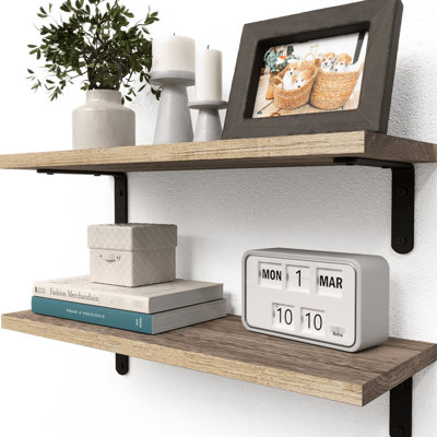 2Pcs Rustic Home Decorative Shelf - Style With 40Lb Weight Capacity 2 Display Shelves