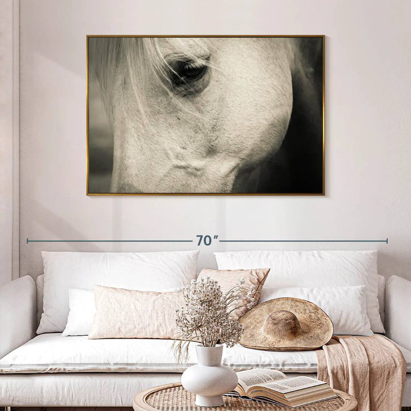 White Horse Eye, 46" X 31", Floating Frame Gold