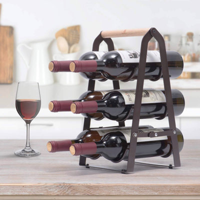 Alenis 6 Bottle Tabletop Wine Bottle Rack in Brown