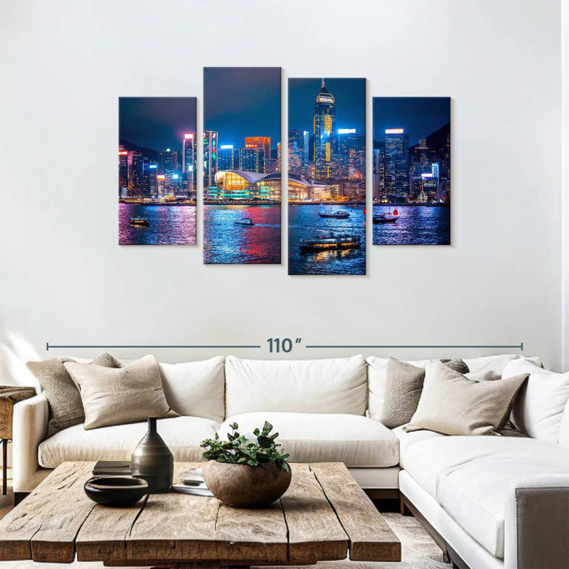 Nicci illuminée de la ville de Hongkong, H 48 po x l 75 po