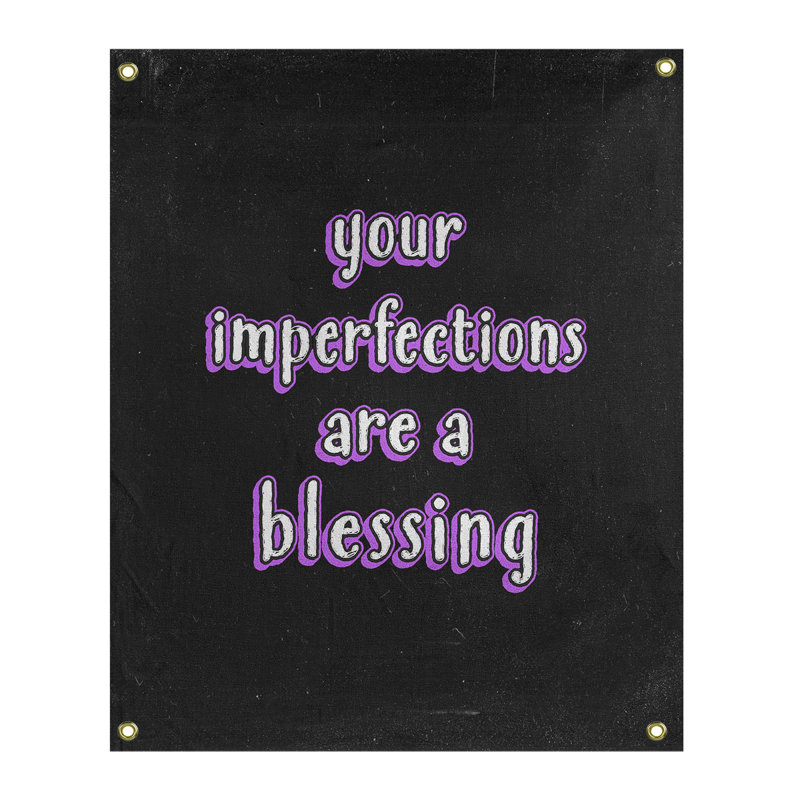 Tapisserie de tableau noir de polyester imparfaites quote, H 36 po x l 26 po, Mauve