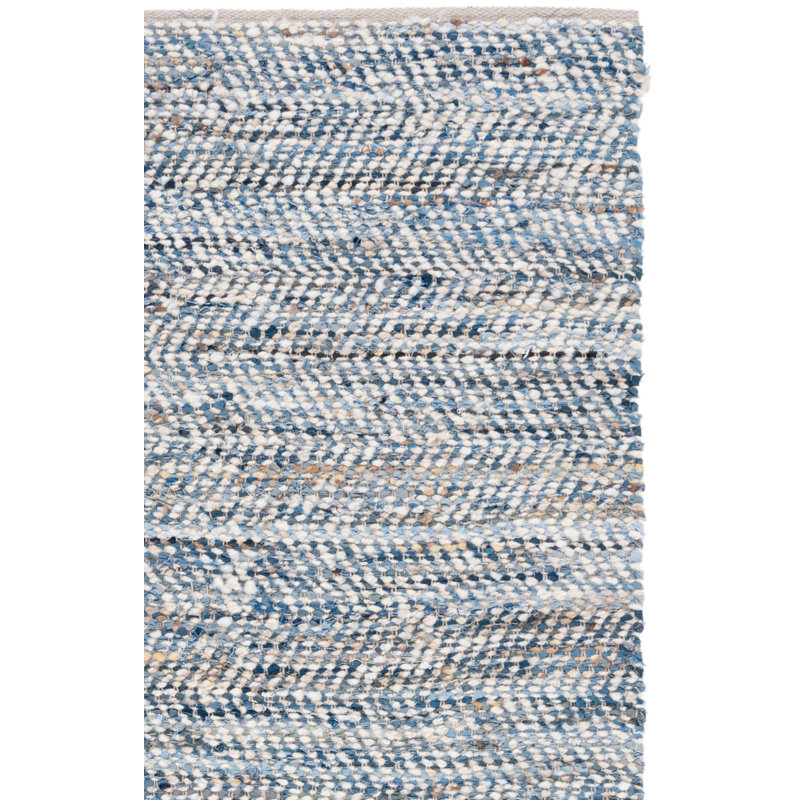Treece Handmade Flatweave Wool/Cotton Area Rug in Blue/Ivory, Rectangle 3' x 5'