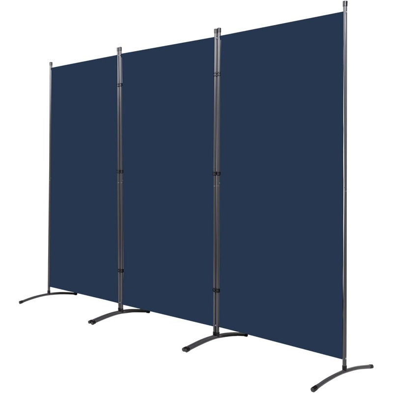 Dormington Folding Room Divider, 3, Navy, 72" H x 102" W x 17.5" D